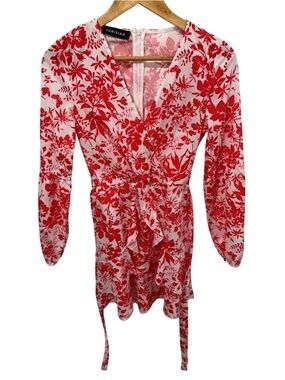 Parisian Works Red Floral Long Sleeve Dress